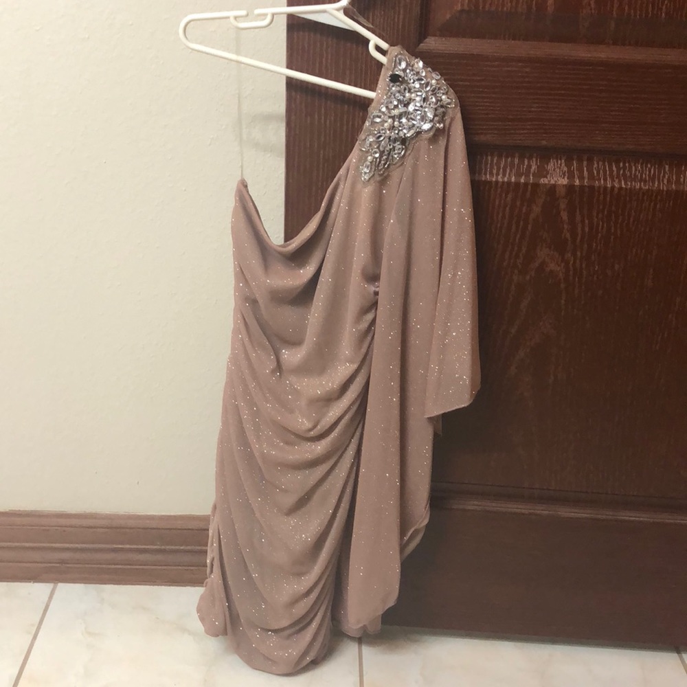 One shoulder Gold glitter dress